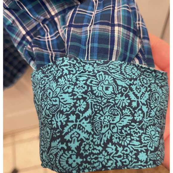 Panhandle Rough Stock Pearl Snap‎ Mens XXL Shirt Blue Plaid Long Sleeve Western - Picture 6 of 8